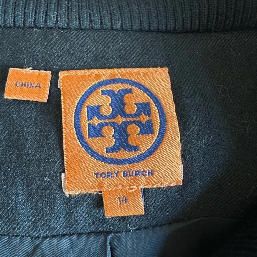 Tory Burch XL Black Zip up Drawstring bottom light Jacket utility coat Size 14 - Picture 10 of 11